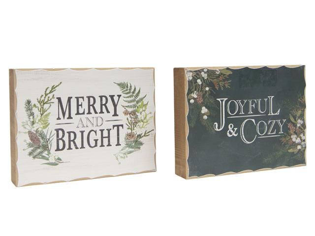 WOOD BLOCK (MERRY & BRIGHT/JOYFUL & COZY) (ASSTD)