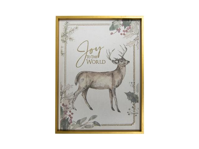 FRAMED MDF WALL DECOR (REINDEER - JOY TO THE WORLD)
