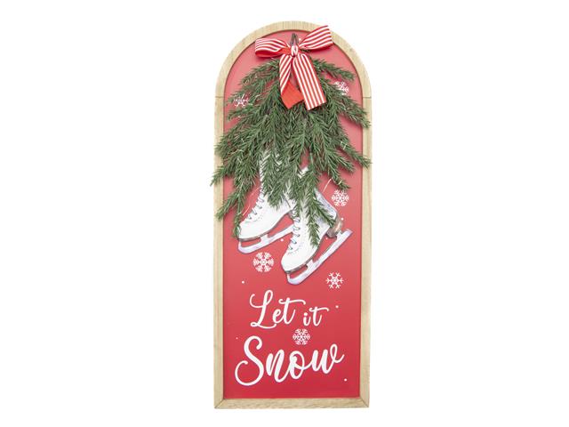 LED MDF ARCH FRAMED WALL ART (LET IT SNOW - SKATES AND PINE)