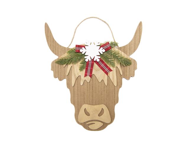 MDF COW SHAPED WALL HANGER WITH WINTER FOLIAGE