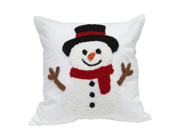 COTTON EMBROIDERED CUSHION (SNOWMAN)