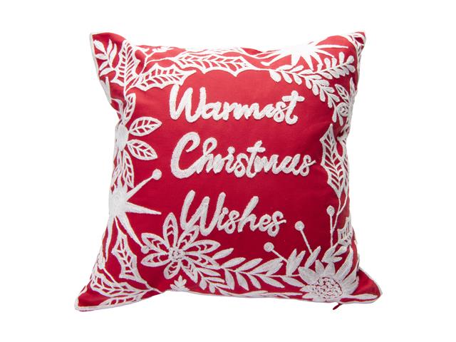 COTTON EMBROIDERED CUSHION (WARMEST CHRISTMAS WISHES)