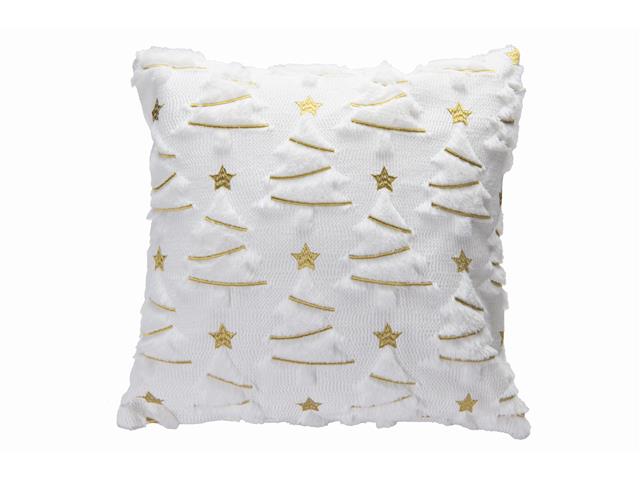 POLYESTER FLEECE EMBROIDERED CUSHION (TREES WITH GOLD STAR)