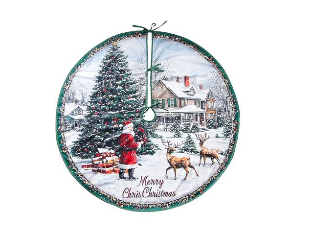 POLYESTER TREE SKIRT (SANTA IN CHRISTMAS VILLAGE)