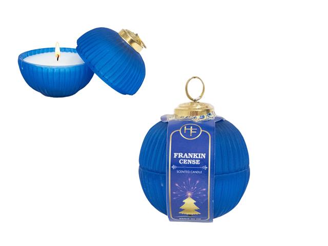 4oz SCENTED CANDLE IN RIBBED GLASS ORNAMENT JAR (FRANKINCENSE)