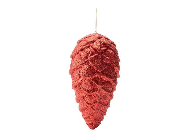 GLITTER PINECONE ORNAMENT (RED)
