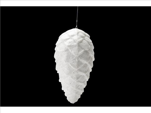 GLITTER PINECONE ORNAMENT (WHITE)