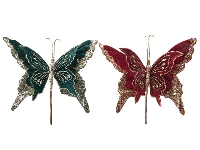 VELVET GLITTER BUTTERFLY PICK (ASSTD)