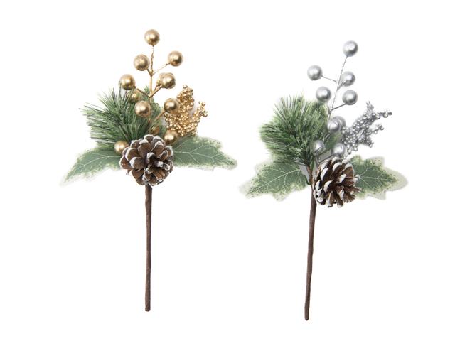 METALLIC BERRY AND FROSTED PINECONE PICK (ASSTD)
