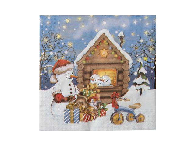 20 PK LUNCHEON 3 PLY NAPKIN (SNOWMAN WITH PRESENTS)