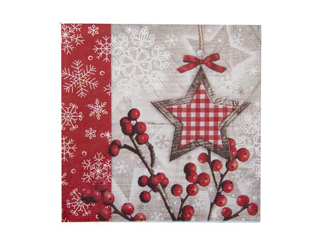 20 PK LUNCHEON 3 PLY NAPKIN (STAR AND BERRIES)