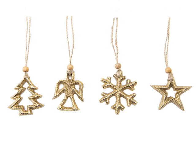 METAL ORNAMENT (SNOWFLAKE/ANGEL/TREE/STAR) (ASSTD) (GOLD)