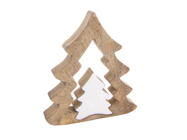 WOODEN TREE WITH ENAMEL-COATED INSERT DÉCOR