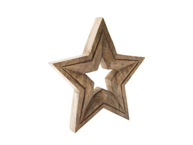 MANGO WOOD CARVED DECOR (STAR)