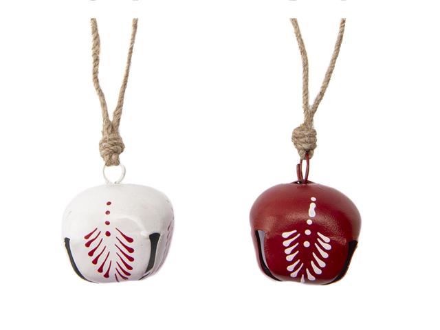 METAL JINGLE BELL ORNAMENT (LEAF) (ASSTD)