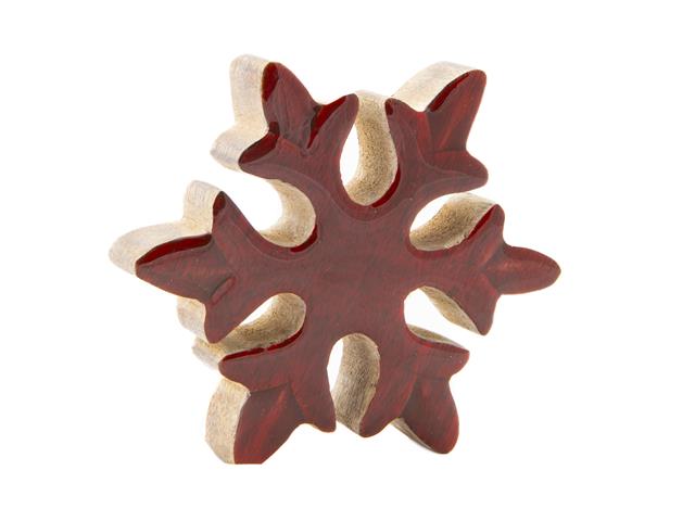 ENAMEL-COATED MANGO WOOD RED SNOWFLAKE