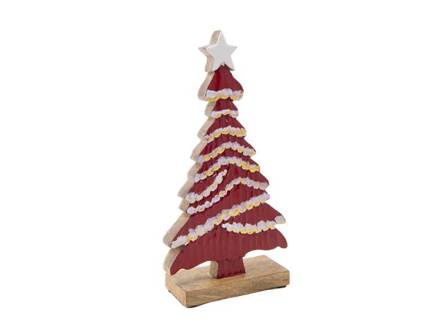 MANGO WOOD RED TREE WITH ENAMEL-COATED STAR