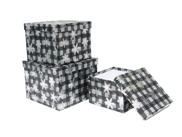 S/3 SQUARE NESTING BOXES (SNOWFLAKES)