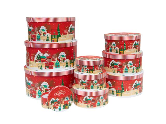 S/10 ROUND NESTING BOXES (CHRISTMAS VILLAGE)