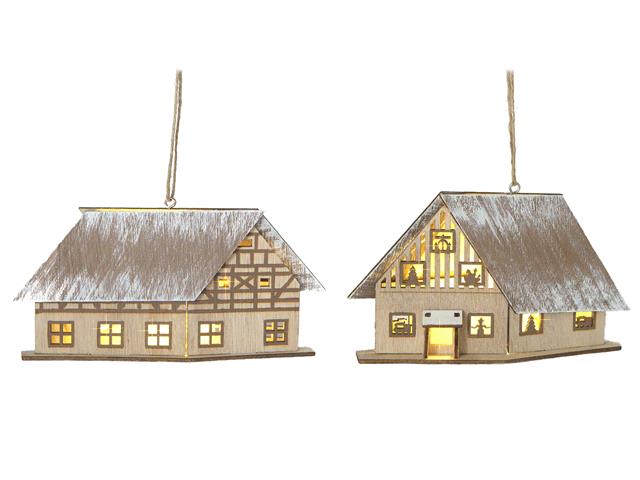 LED WOODEN CHALET ORNAMENT (ASSTD)