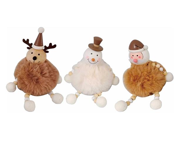 POM POM  FIGURES W/LEGS (ASSTD) (SANTA/SNOWMAN/REINDEER)