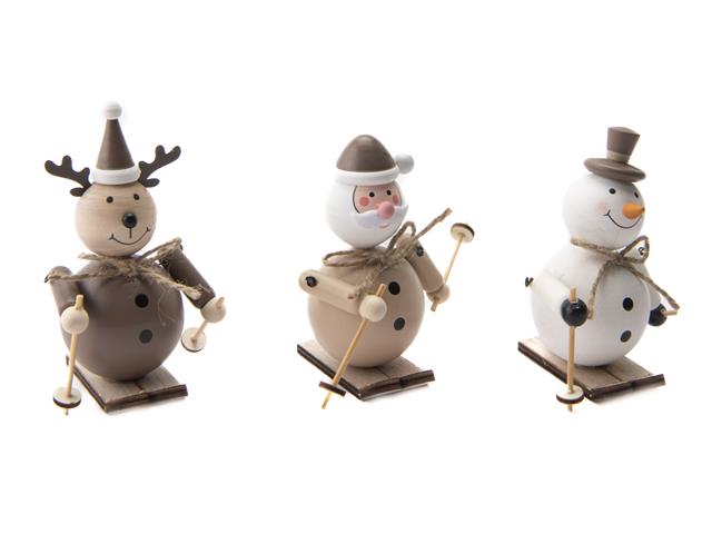 WOODEN FIGURES SKIING (ASSTD) (SANTA/SNOWMAN/REINDEER)