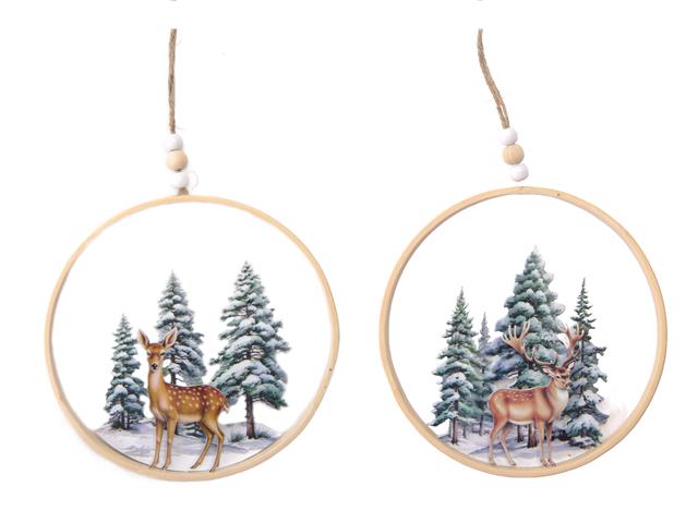 DEER IN FOREST HANGING ORNAMENT (ASSTD)