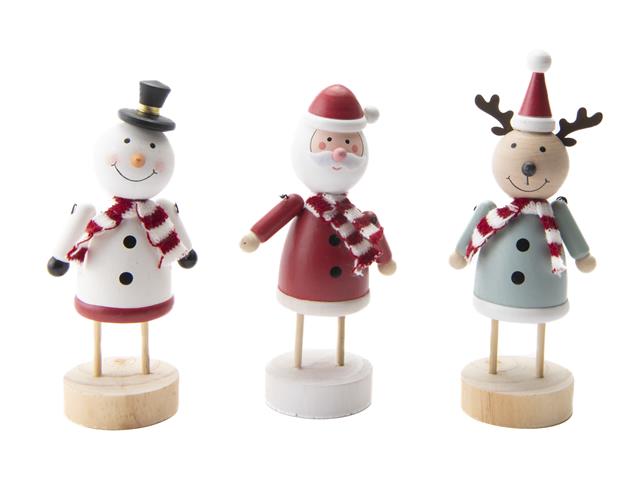 WOODEN FIGURE WITH SCARF (ASSTD) (SANTA/SNOWMAN/REINDEER)