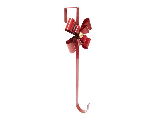 METAL BOW WREATH HANGER (RED)