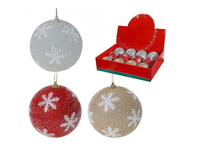 GLITTER SNOWFLAKE BALL ORNAMENT (ASSTD) (12/DISP)