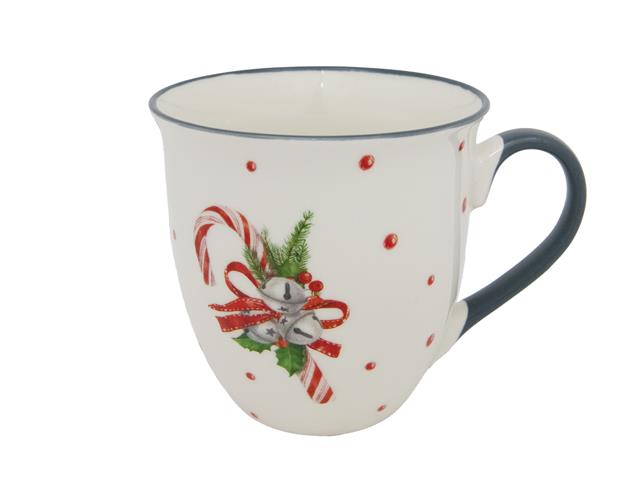 17.5 OZ CERMIC MUG (CANDY CANE WITH BELLS)