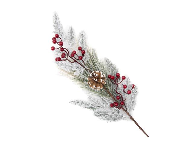 FLOCKED BERRIES AND CEDAR SPRAY