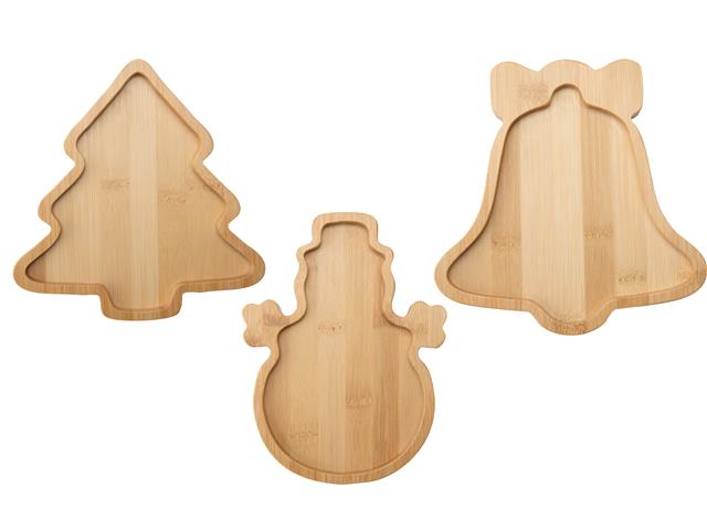 BAMBOO SERVING TRAY (ASSTD) (BELL/TREE/SNOWMAN)