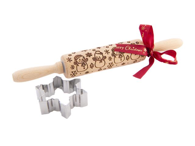 XMAS BAKING SET SNOWFLAKE (CUTTER AND ROLLING PIN) (2 PC)