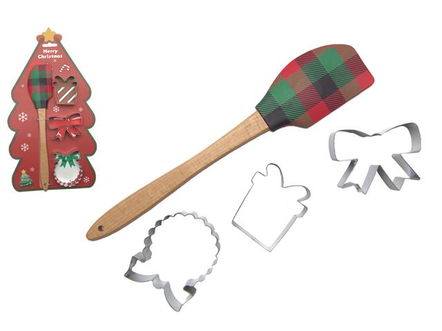 CHRISTMAS BAKING SET TREE (CUTTER AND SPATULA) (4 PC)