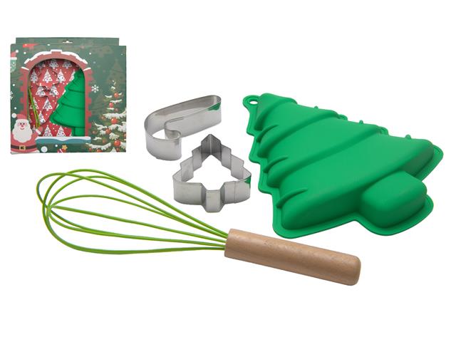 CHRISTMAS BAKING SET TREE (WHISK, CUTTER, MOLD) (4 PC)