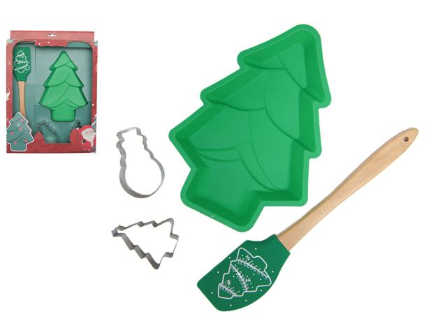 CHRISTMAS BAKING SET TREE (SPATULA, CUTTER, MOLD) (4 PC)