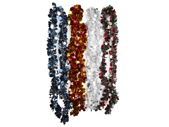 2M METALLIC SEQUIN DISCS TINSEL GARLAND (ASSTD)