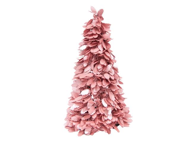 PINK LAYERED LEAF CUTOUT TINSEL CHRISTMAS TREE