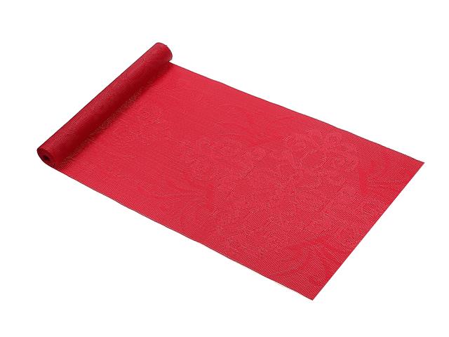 VINYL TABLE RUNNER (72") (DAMASK) (RED)