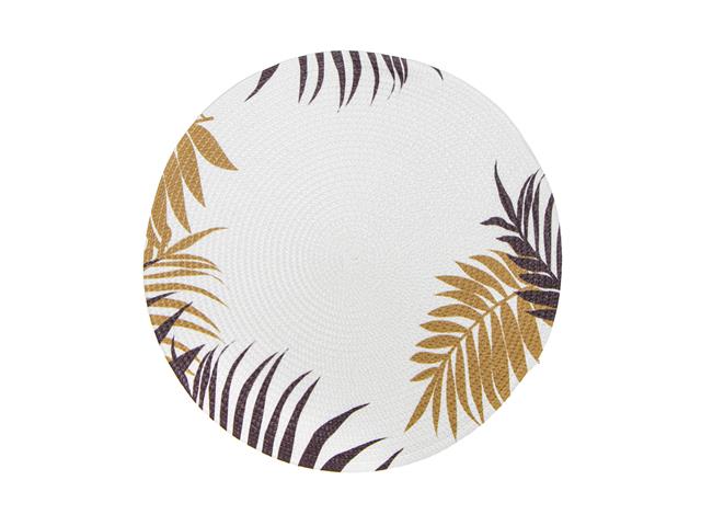 WOVEN ROUND PLACEMAT (PALM LEAVES - BROWN & GOLD)