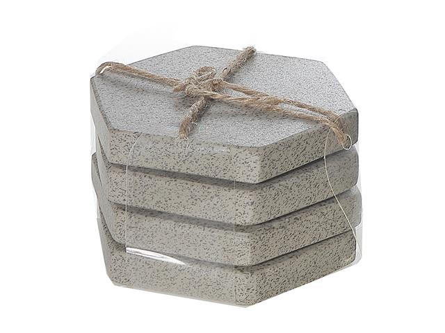 4PC TERRAZZO STONE HEXAGON COASTER  (4X4")