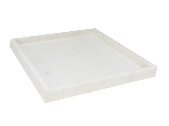 10" X 10" ESME WHITE MARBLE SQUARE BATH TRAY