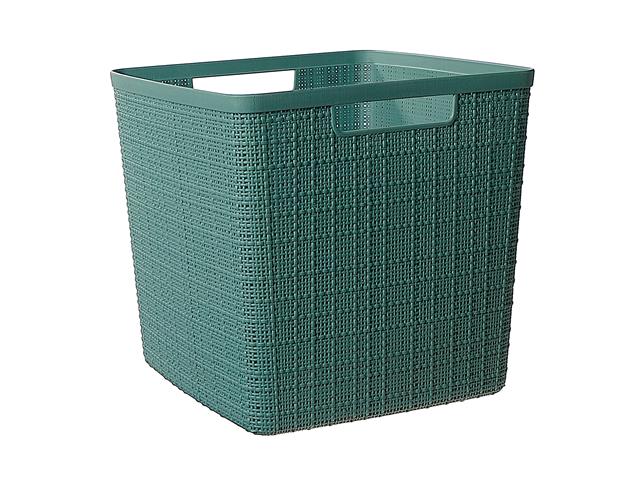 11" Cube Jute Basket-Aqua-
