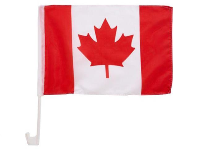 CANADIAN CAR FLAG WITH WINDOW CLIP (12"X18")