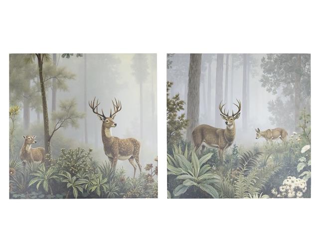 HAND PAINTED CANVAS WALL ART (DEER IN THE WOODS)