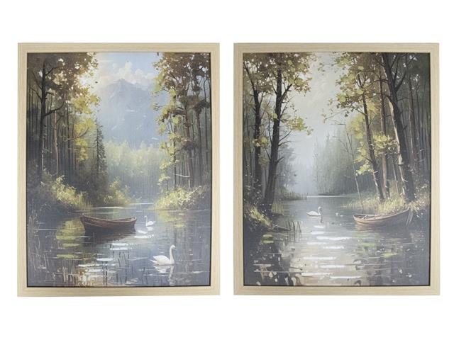 FRAMED HAND PAINTED CANVAS WALL ART (SWAN RIVER)