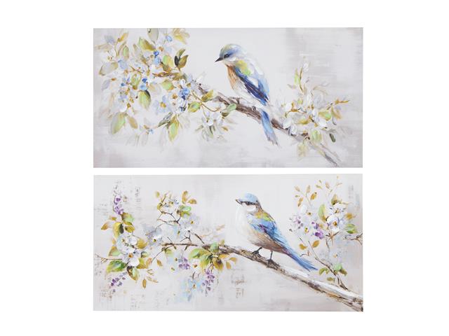 HAND PAINTED CANVAS WALL ART (BLUE JAY ON BRANCH)