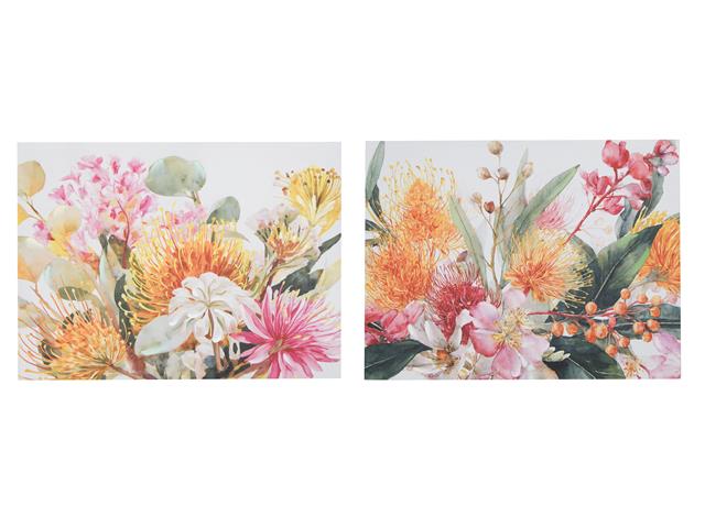 HAND PAINTED CANVAS WALL ART (PROTEA BLOOMS)