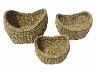 3 PC ROUND SEAGRASS BASKET
